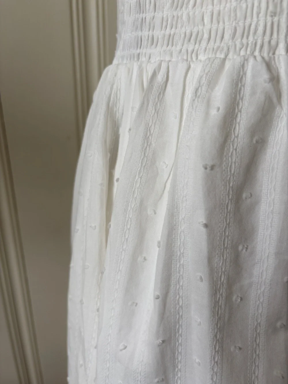 White Embroidered Eyelet Lined Slip Dress with Bow Tie Size XS New